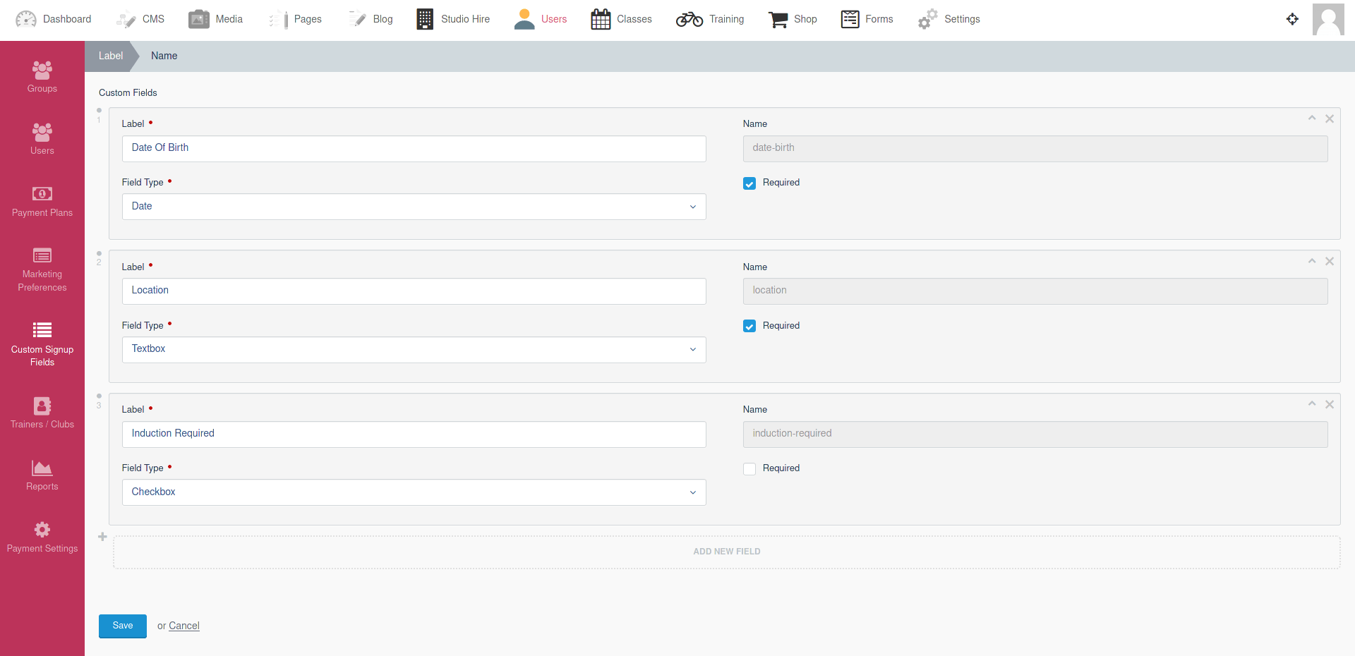 Customise your signup form with your required fields